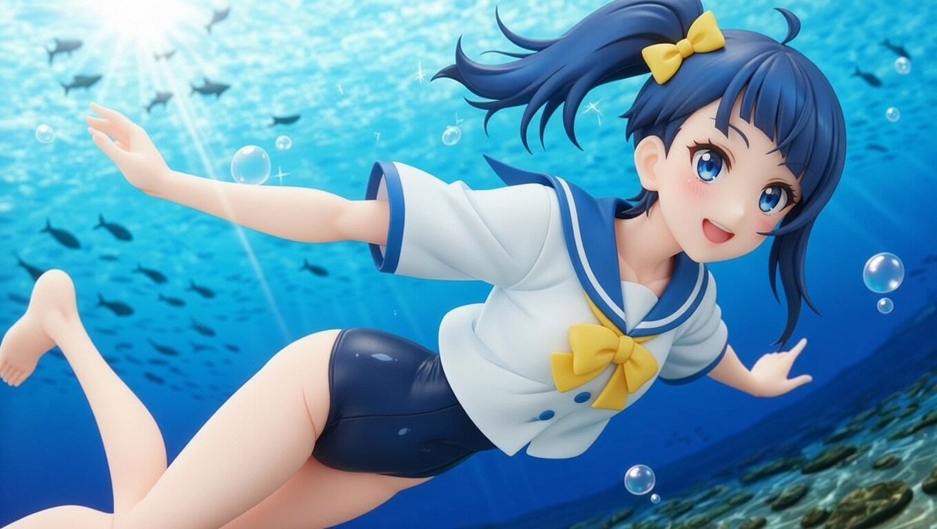水中遊泳するソラちゃん