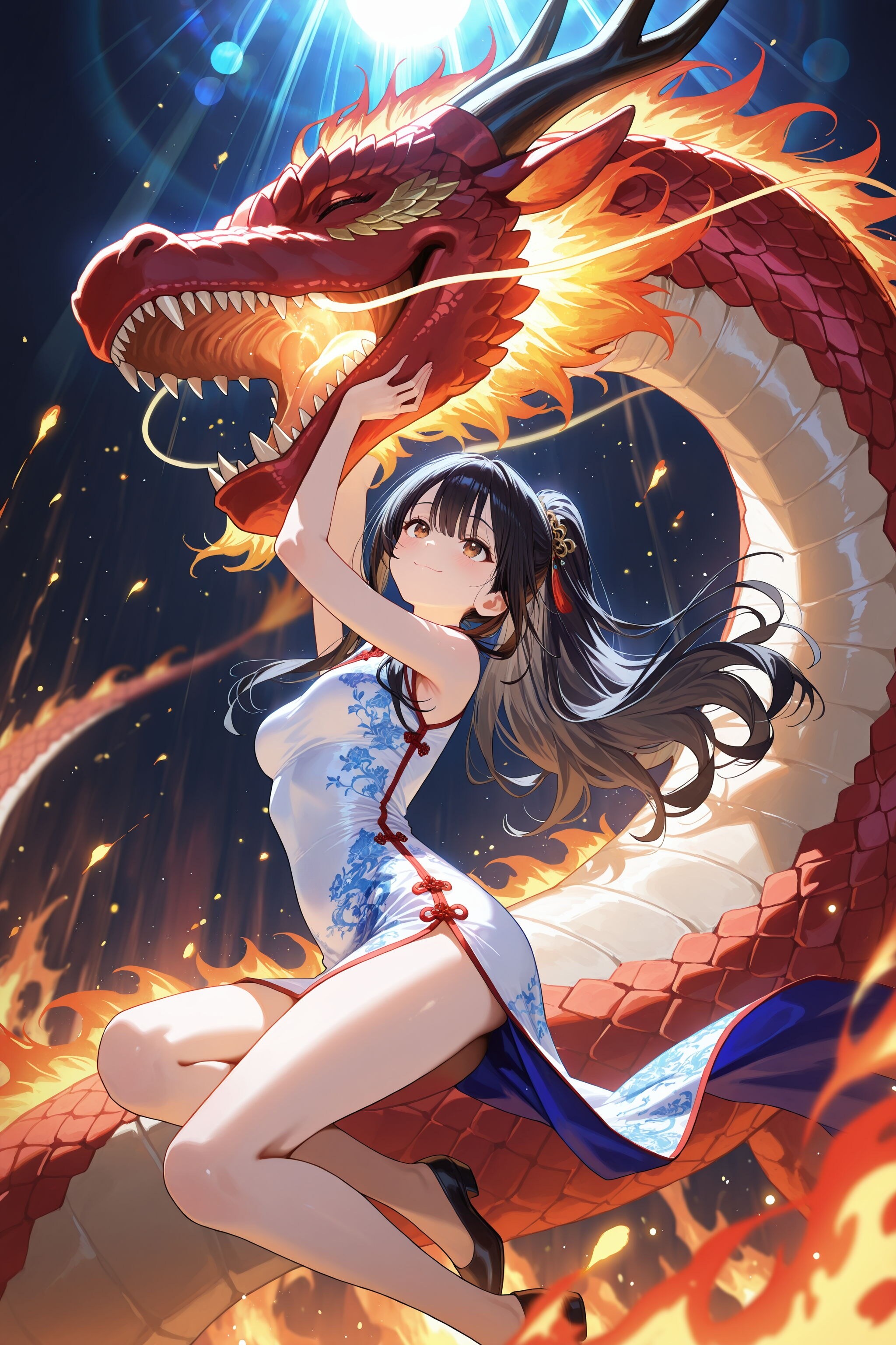ドラゴン使いの少女（美龍さんと火竜サラマンダーさん）