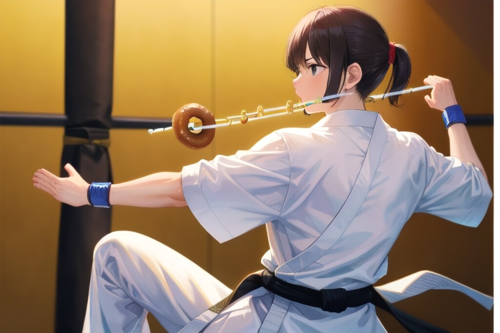 空手とドーナツとフルートを組み合わせた新しい格闘技