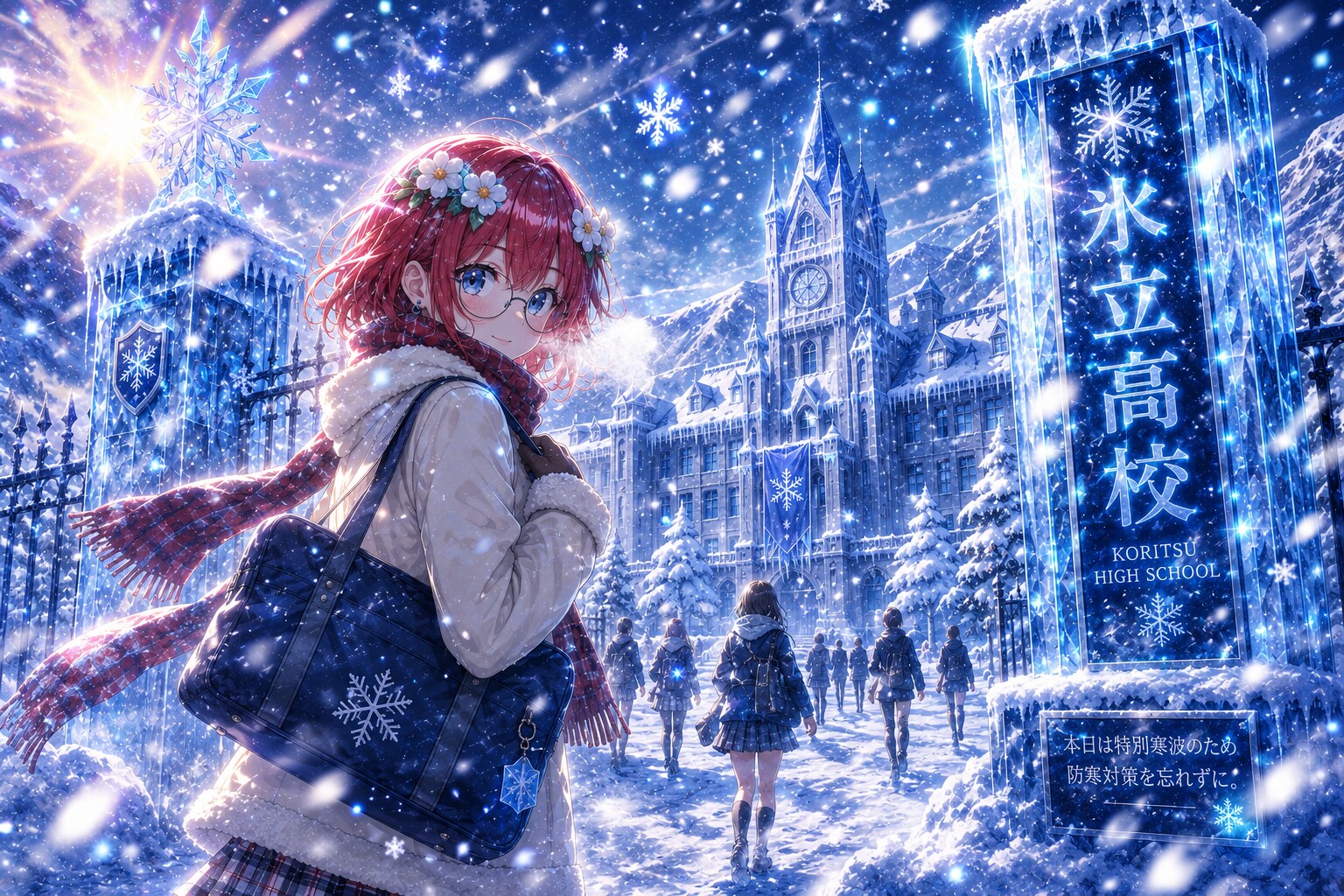 ❄️氷立高校へようこそ ― 吹雪の朝の登校風景 ―
