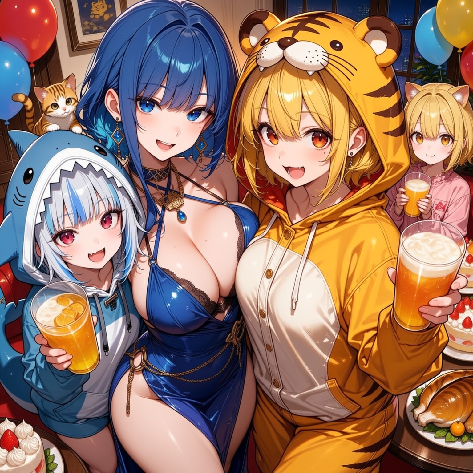 はやぱまさん40万いいねおめでとう！みんなで乾杯！あいの豪華コラボパーティー | の人気AIイラスト・グラビア