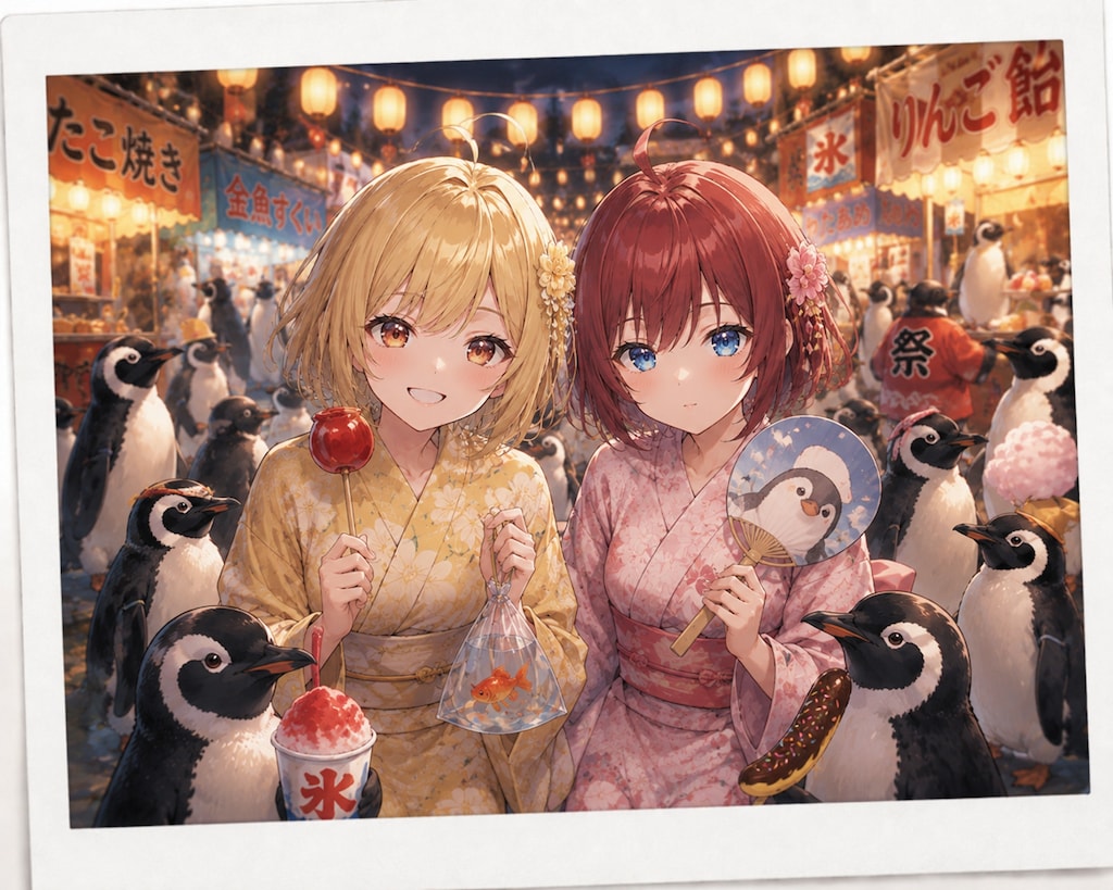 ペンギンと夏祭り？