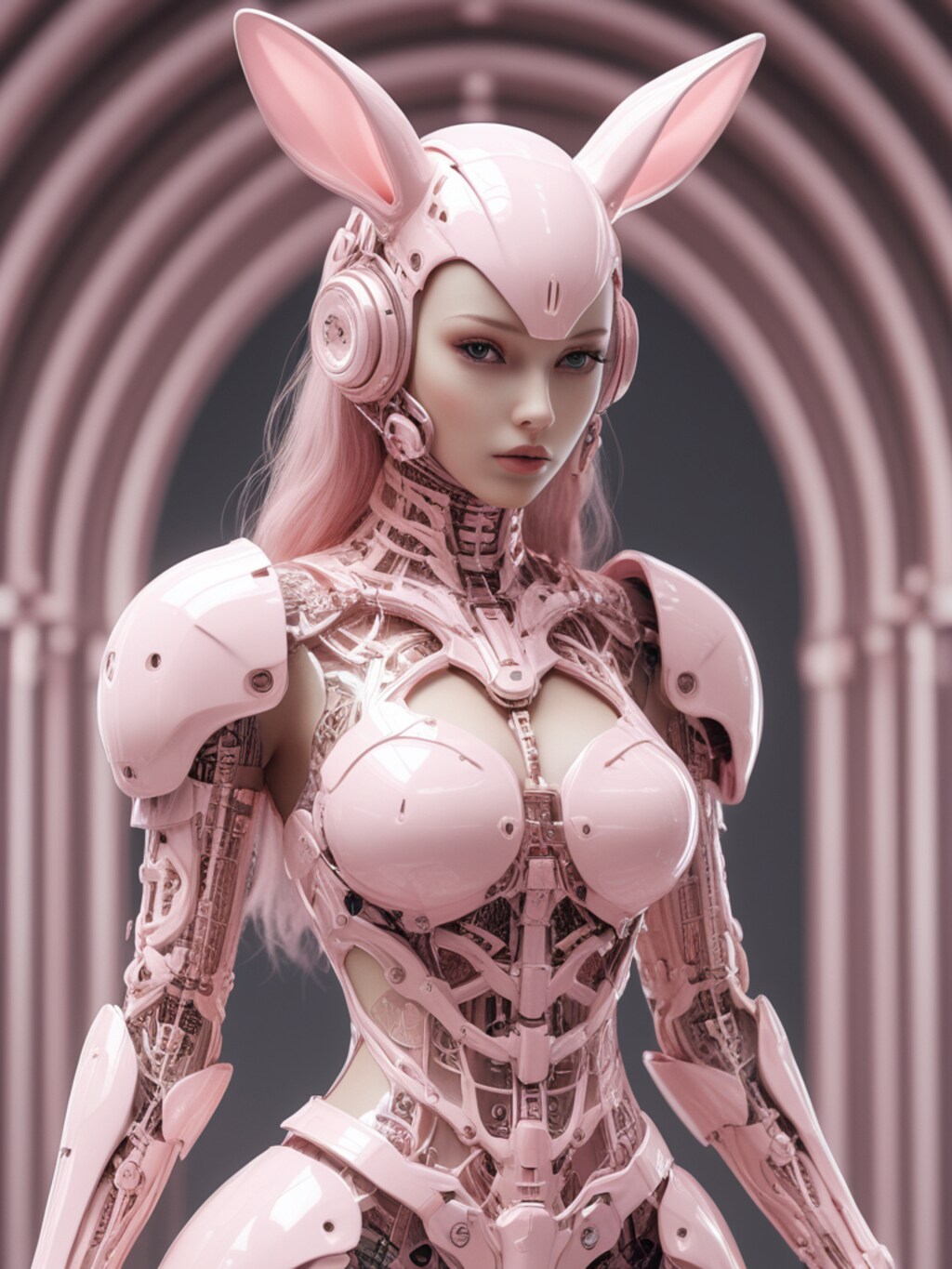 pink bunny cosmic armor girl sci-fi mode 兎耳武装機動隊