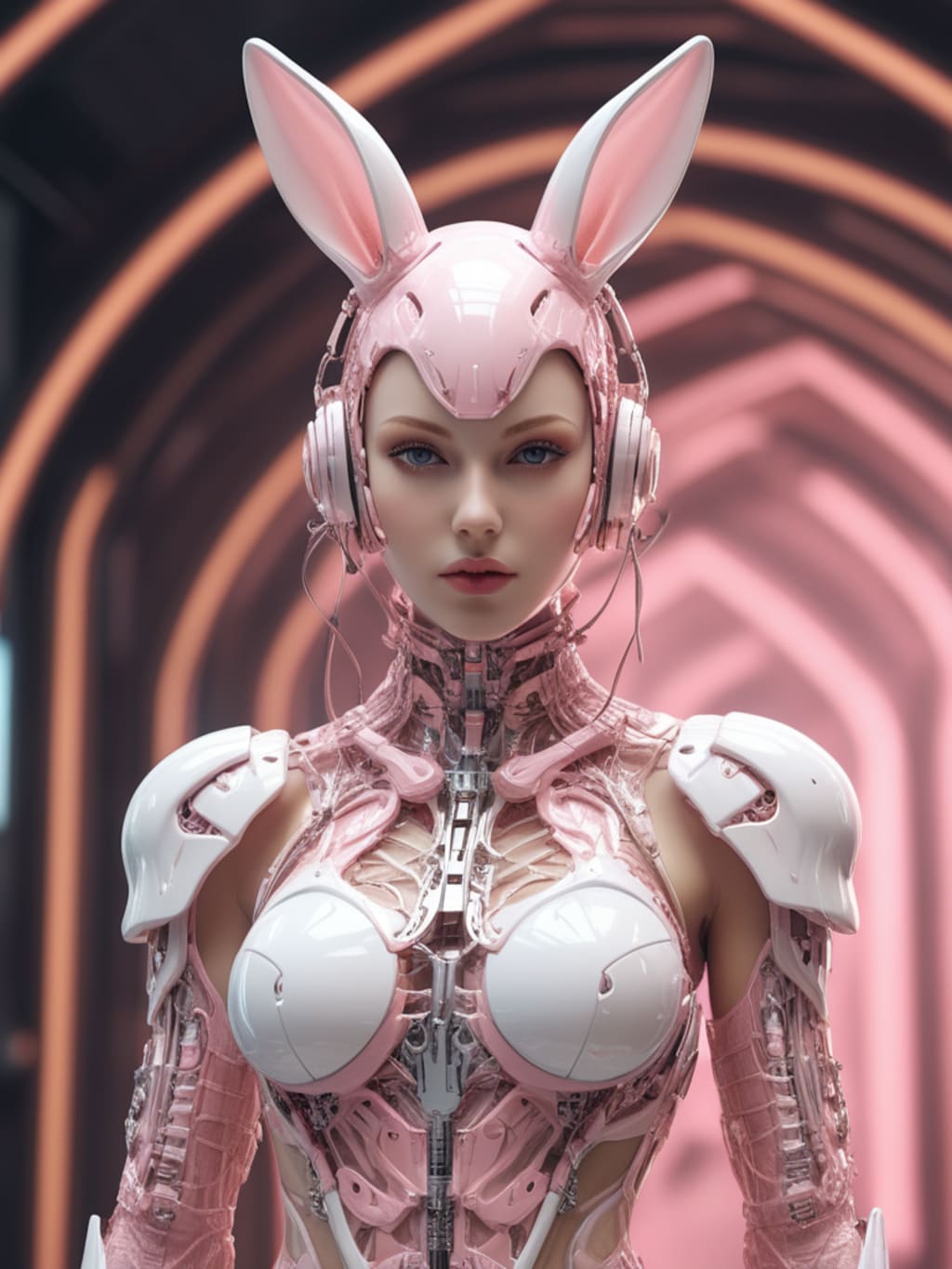 pink bunny cosmic armor girl sci-fi mode 兎耳武装機動隊