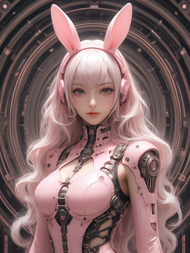 pink bunny cosmic armor girl sci-fi mode 兎耳武装機動隊