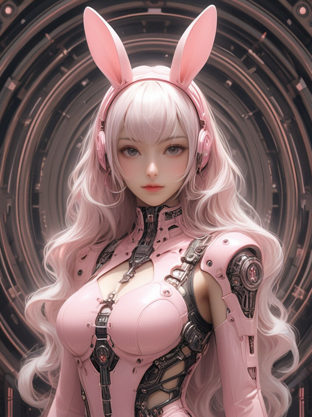 pink bunny cosmic armor girl sci-fi mode 兎耳武装機動隊