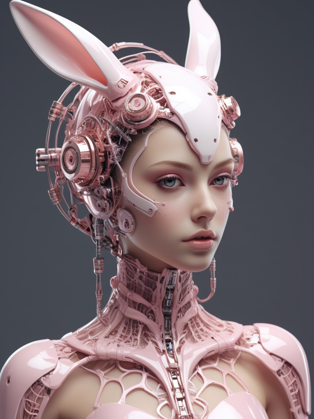 pink bunny cosmic armor girl sci-fi mode 兎耳武装機動隊