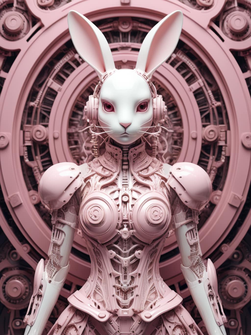 pink bunny cosmic armor girl sci-fi mode 兎耳武装機動隊