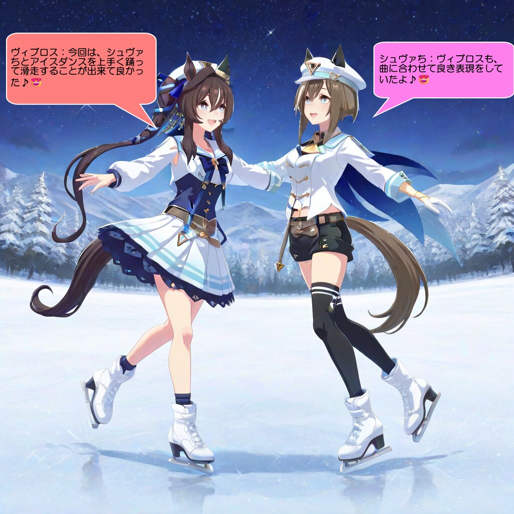 シュヴァちとヴィブロス、スケートリンクで滑走を楽しむ