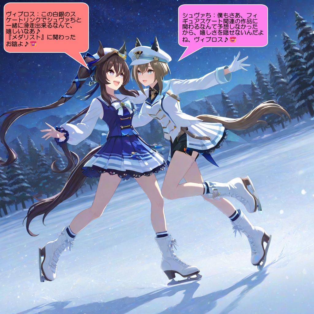 シュヴァちとヴィブロス、スケートリンクで滑走を楽しむ