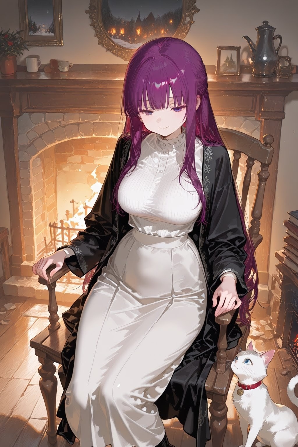 暖炉と猫とフェルン | の人気AIイラスト・グラビア
