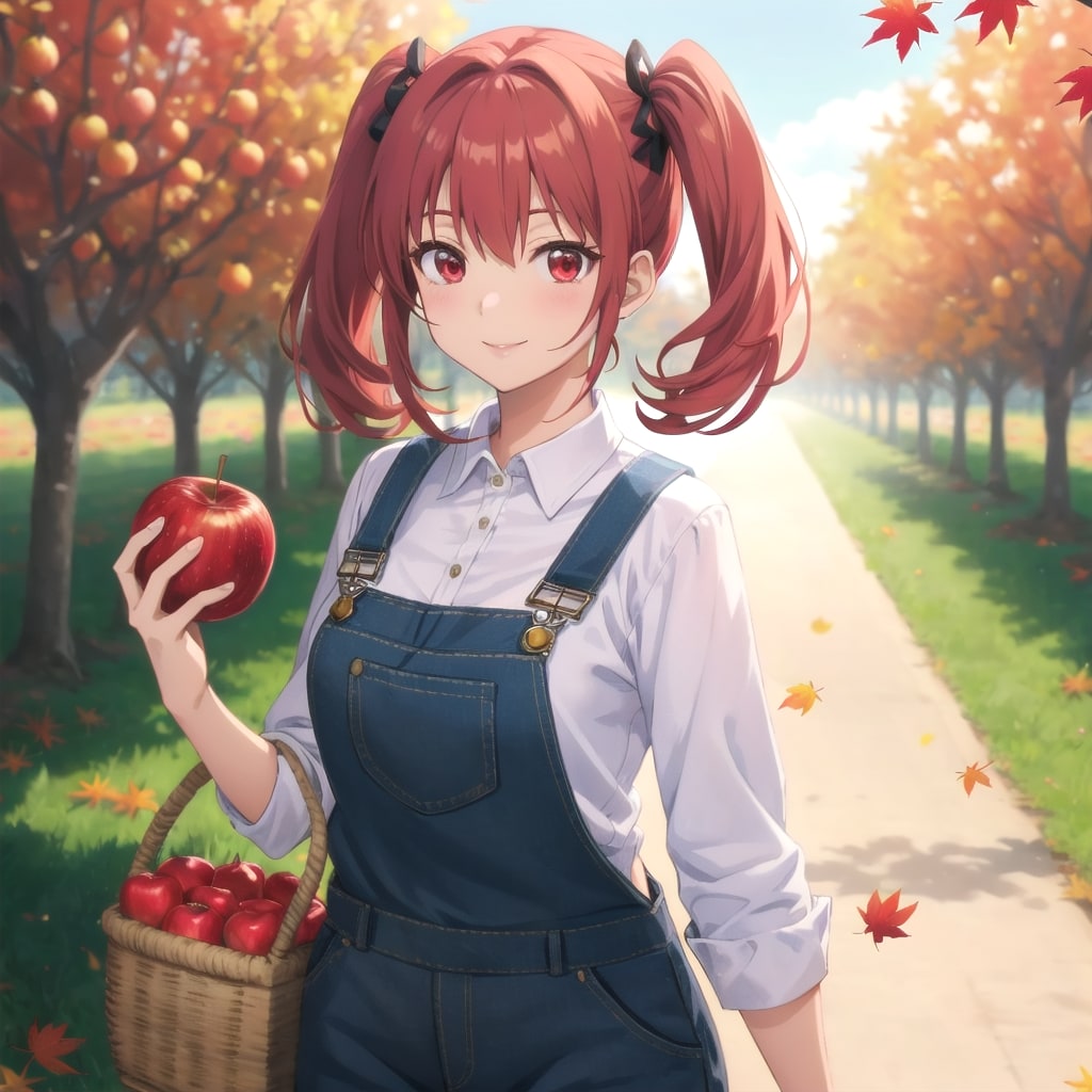 果樹園でリンゴ狩り