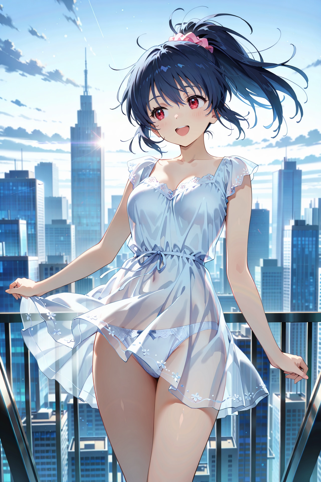 摩天楼を背景にぱんつが透けている服での撮影会 Y711
