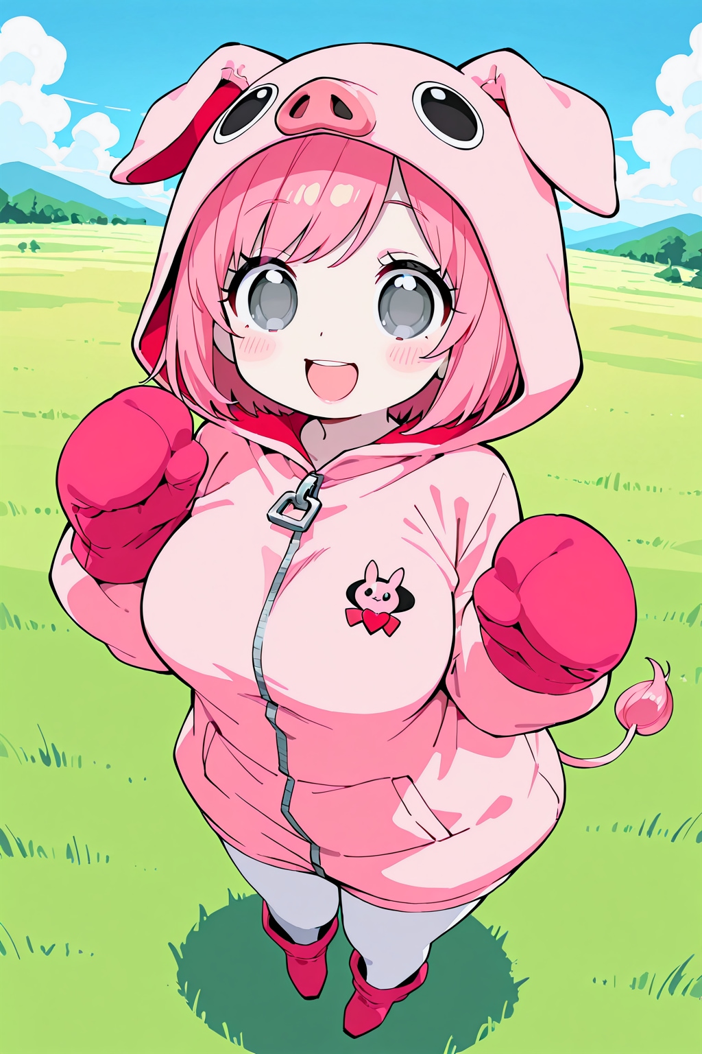 豚さんコスの女の子