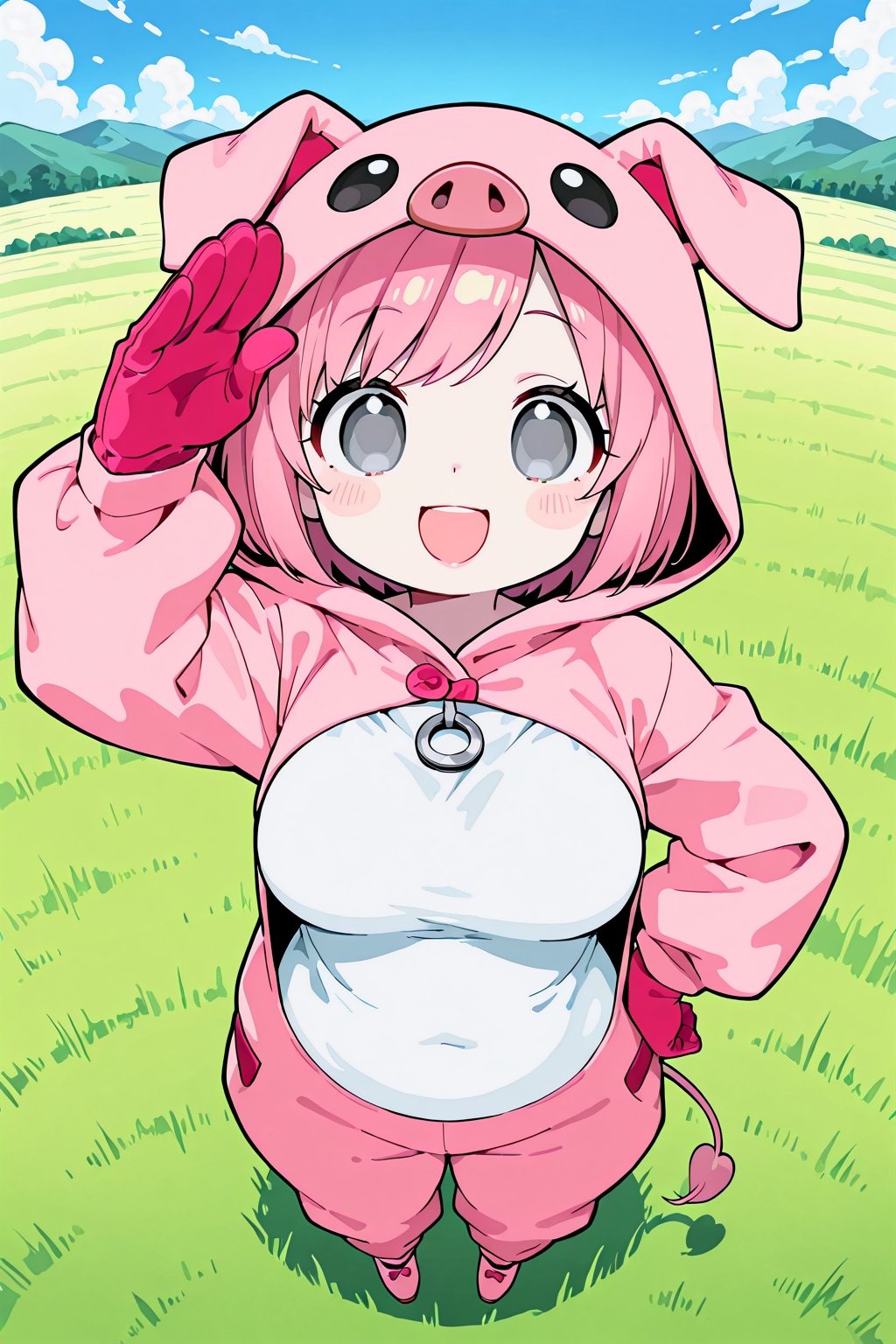 豚さんコスの女の子
