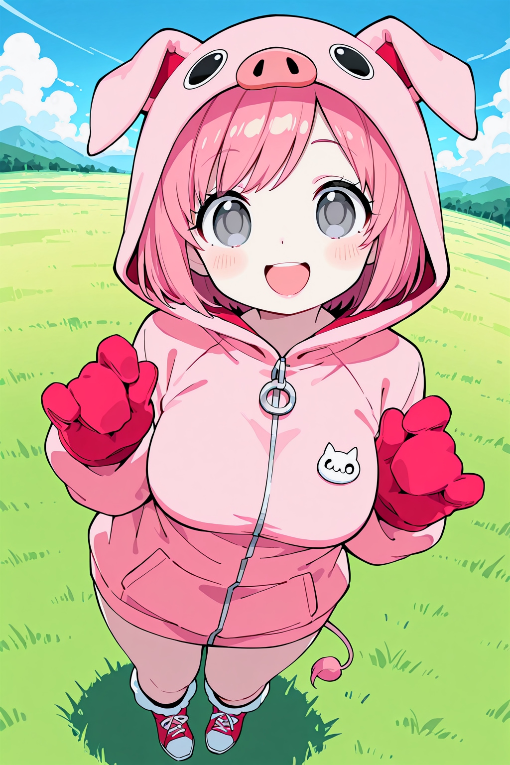 豚さんコスの女の子