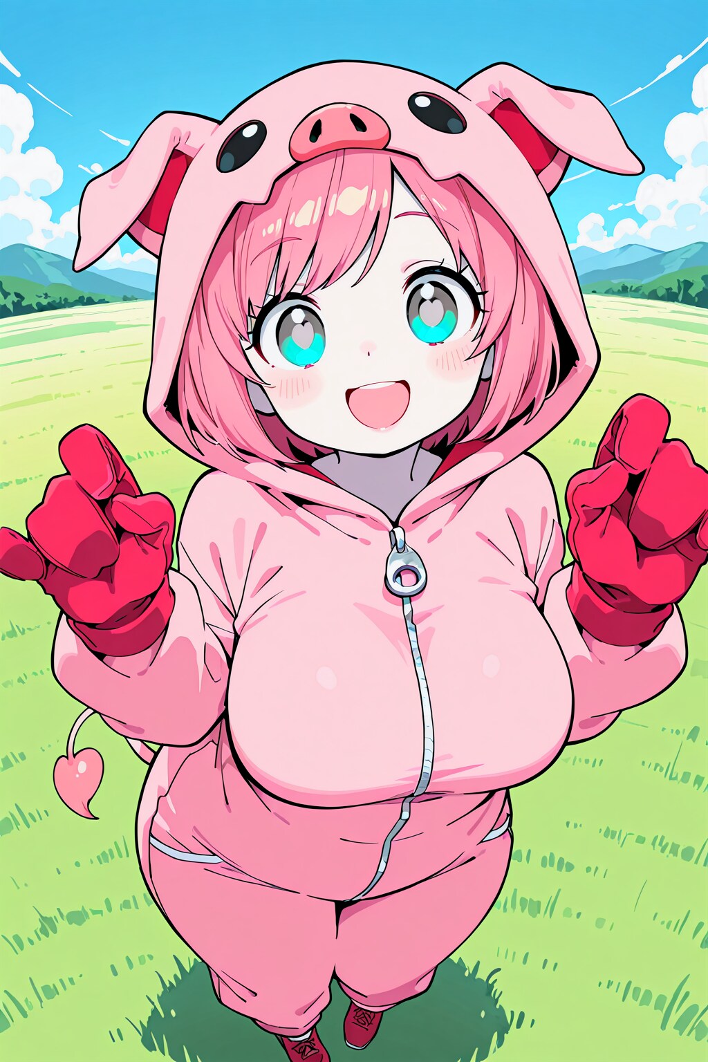 豚さんコスの女の子