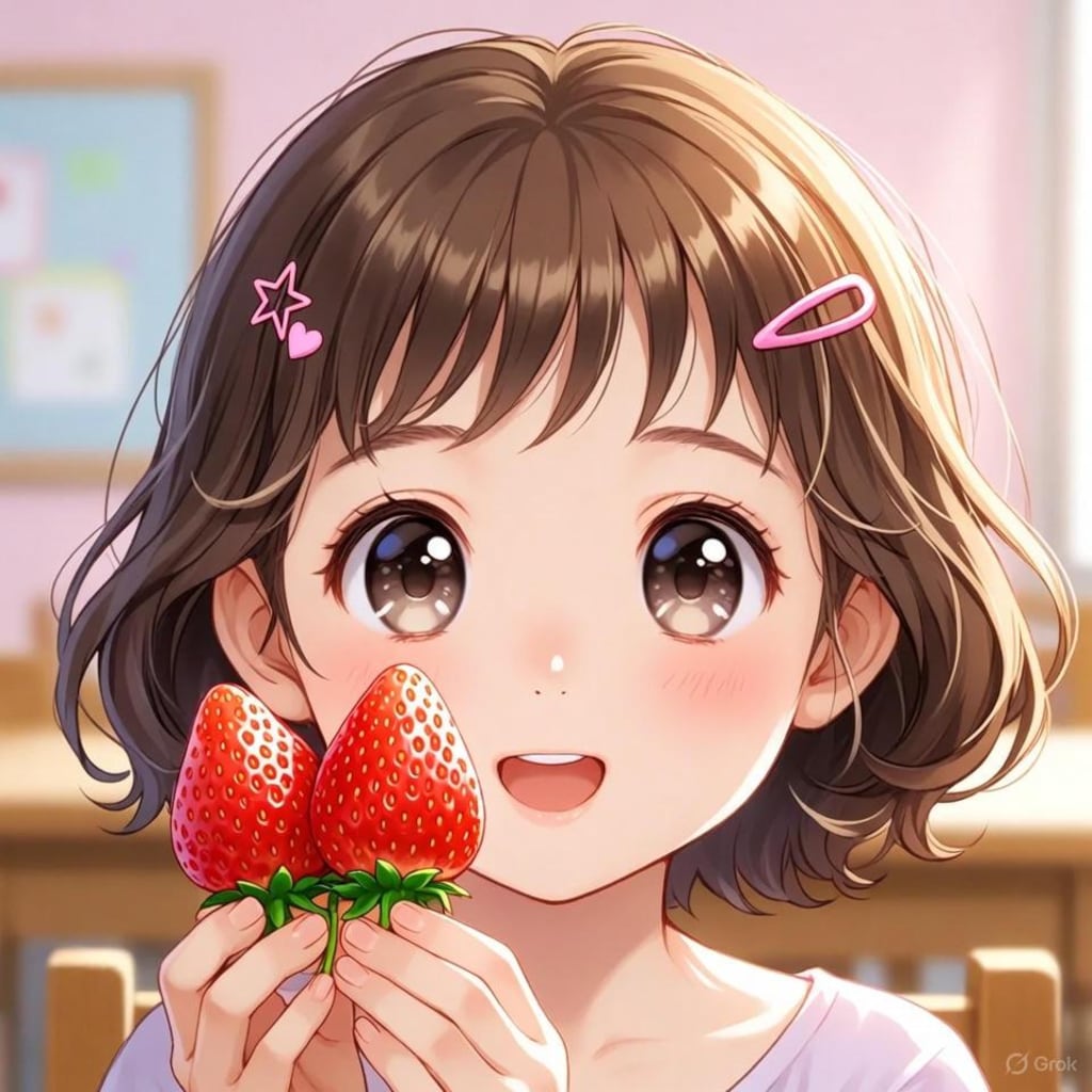 園児と双子イチゴ