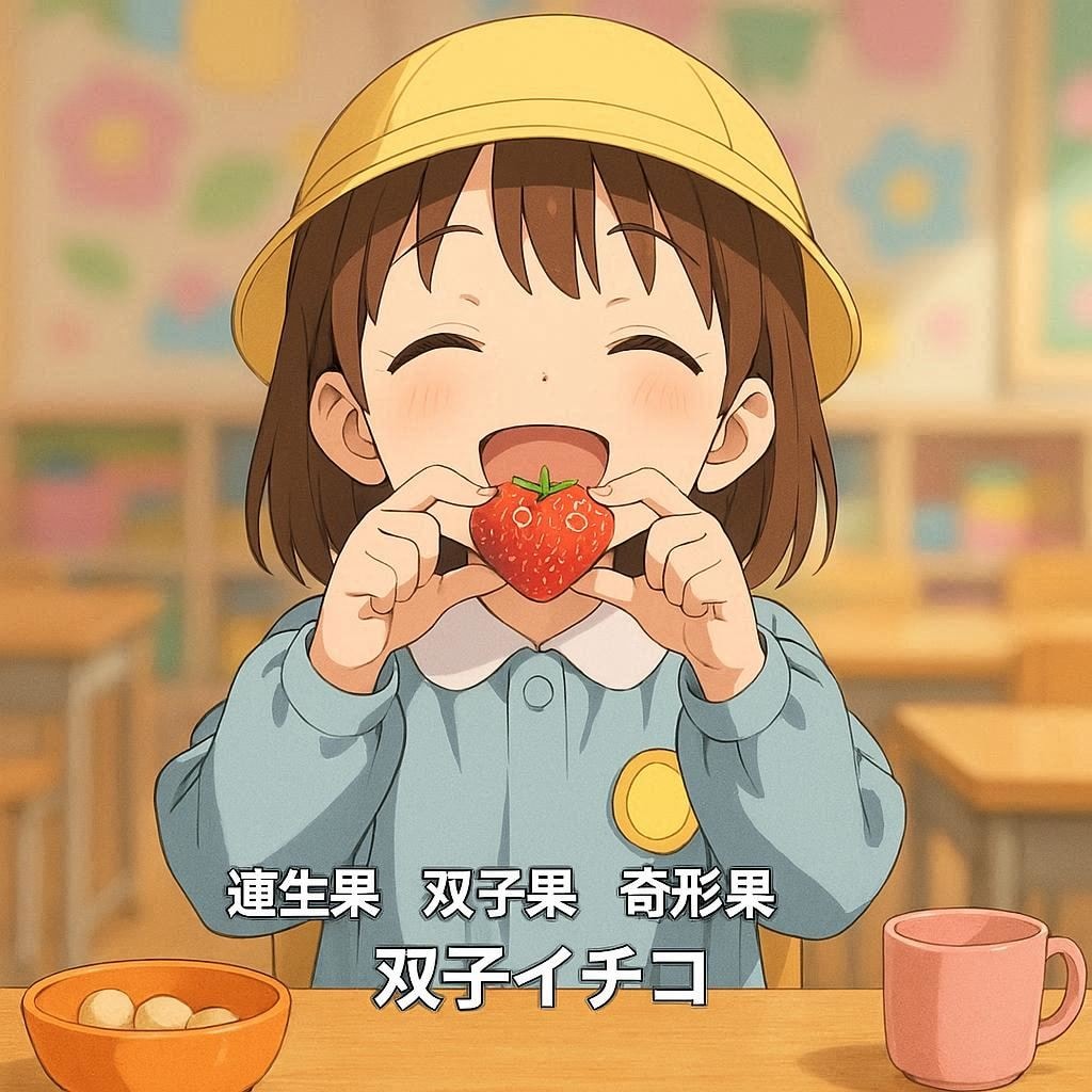 園児と双子イチゴ