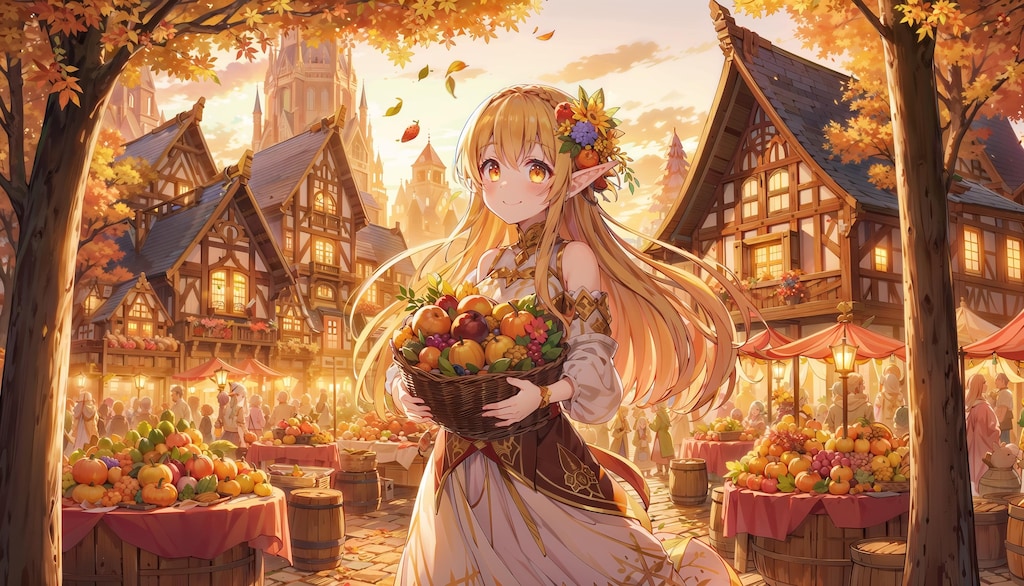 エルフと村の収穫祭