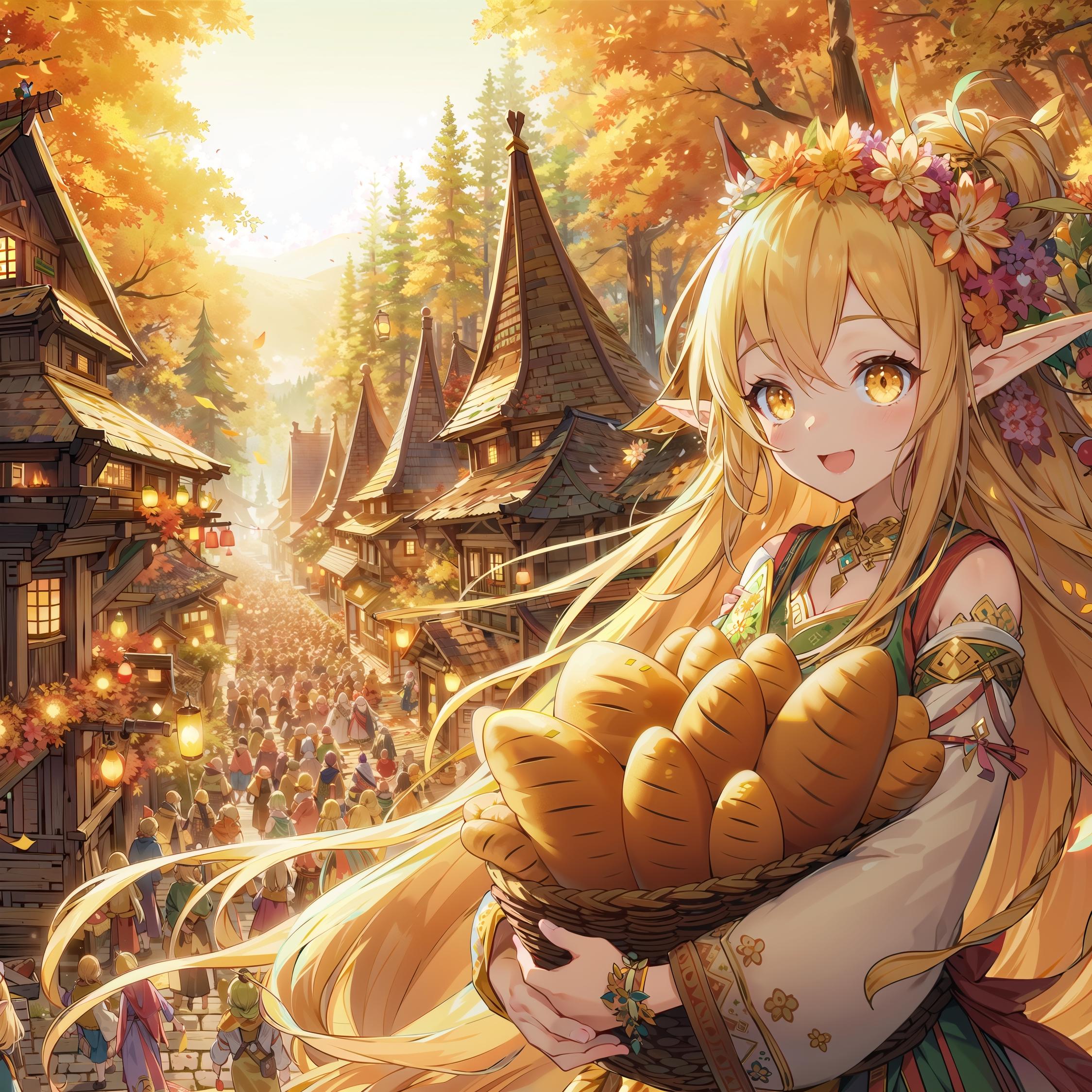 エルフと村の収穫祭 | の人気AIイラスト・グラビア