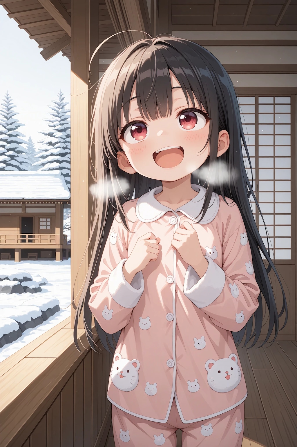 あっ雪降ってる～