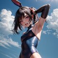 今日の競泳水着＋バニーガール少女（見下す目編） 8枚目