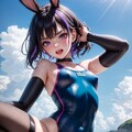 今日の競泳水着＋バニーガール少女（見下す目編） 12枚目