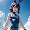 今日の競泳水着＋バニーガール少女（見下す目編） 9枚目
