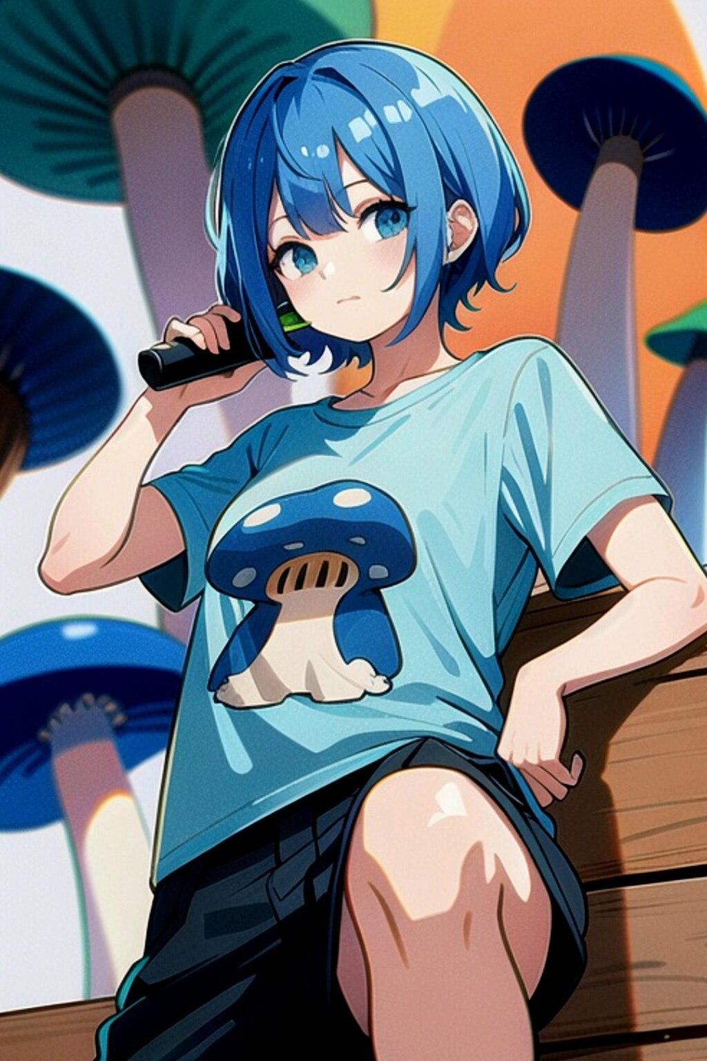 青髪ちゃんとキノコ