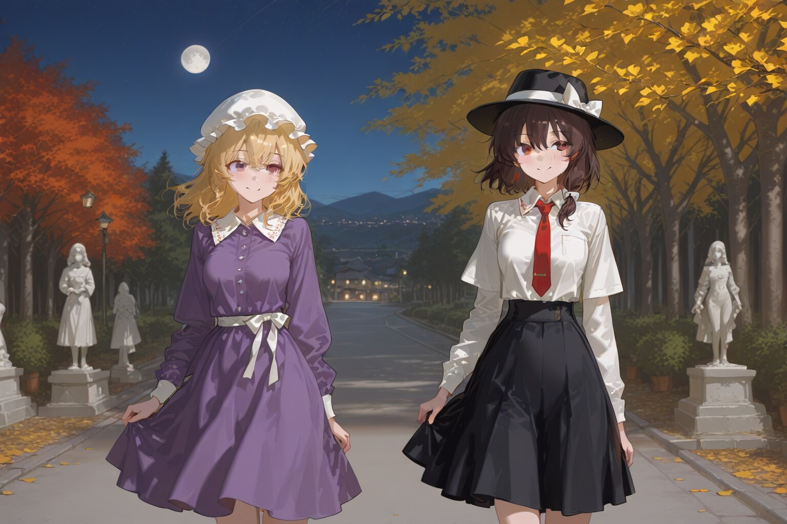 石像の公園を散策する蓮メリ | の人気AIイラスト・グラビア