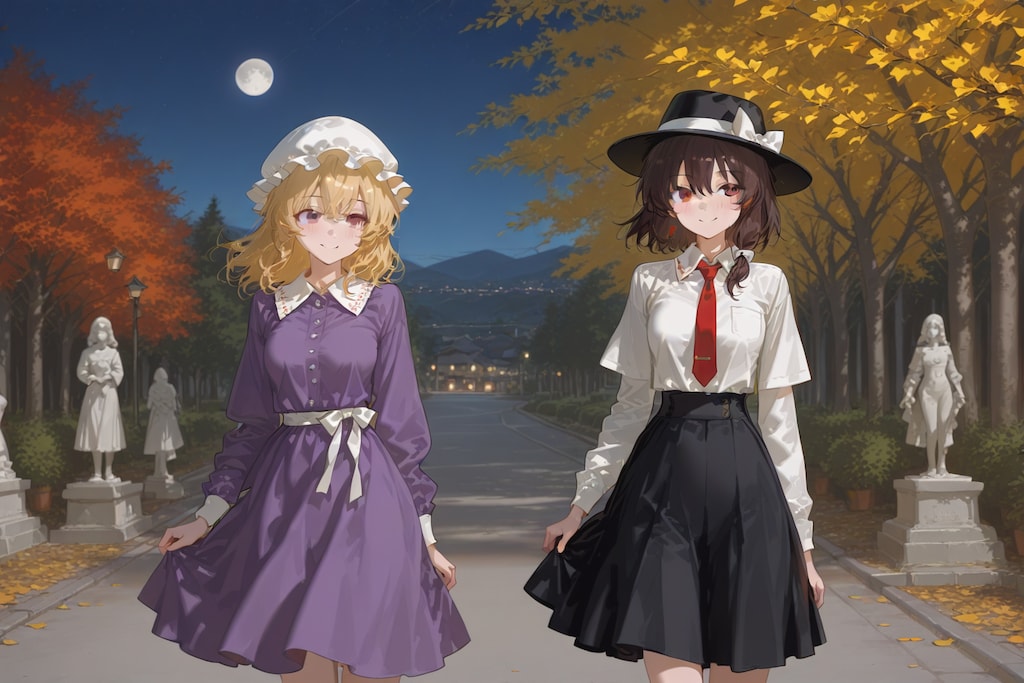 石像の公園を散策する蓮メリ