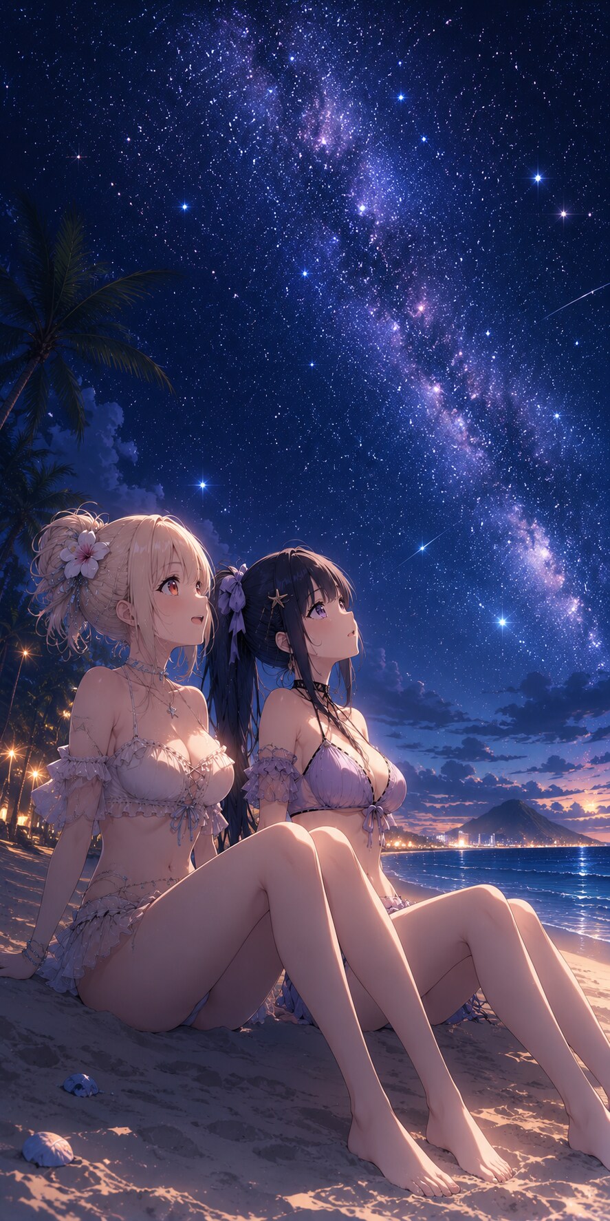 スマホ壁紙サイズ 【ちさたきとワイハの星空】