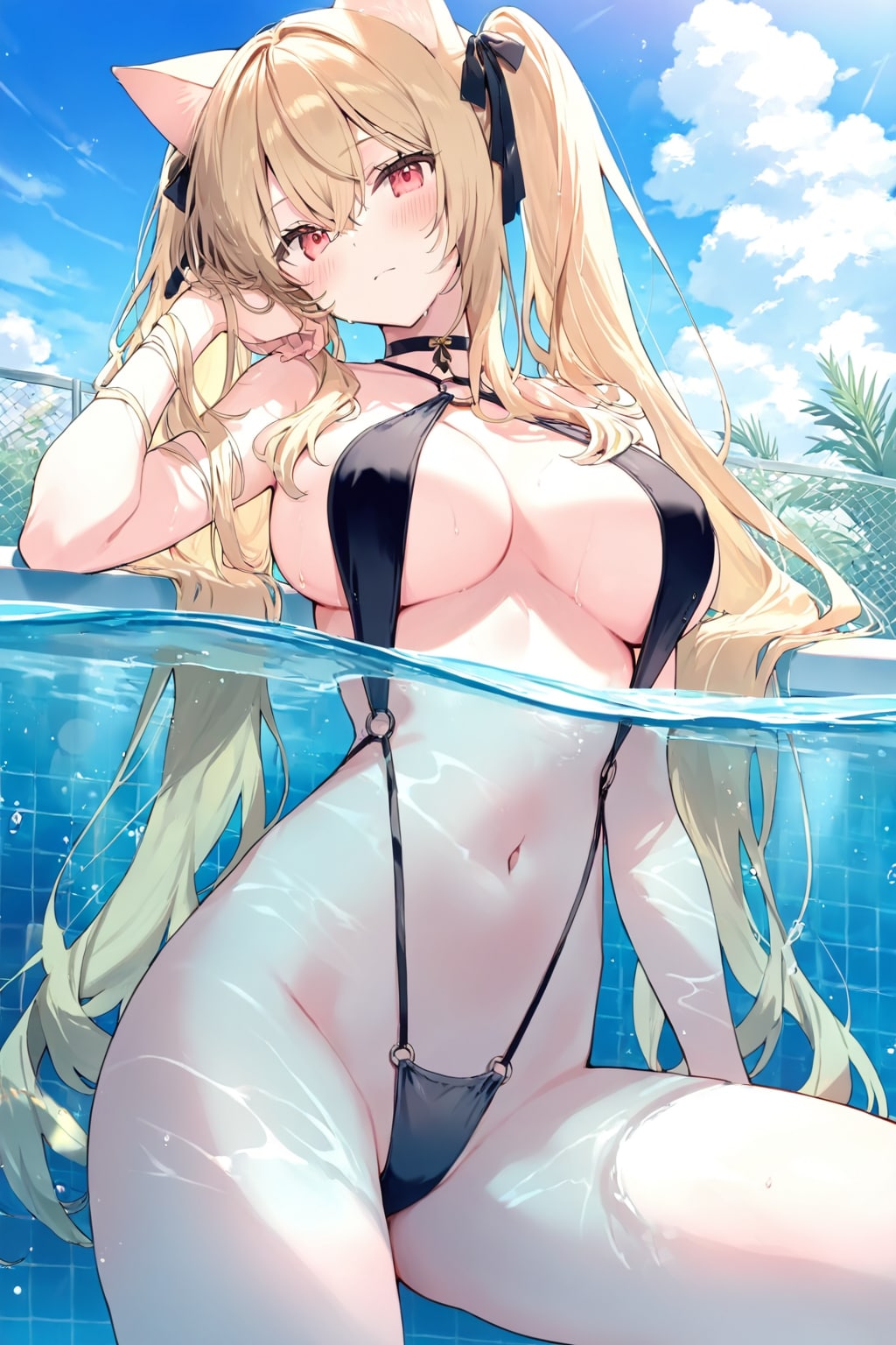 プールの中から