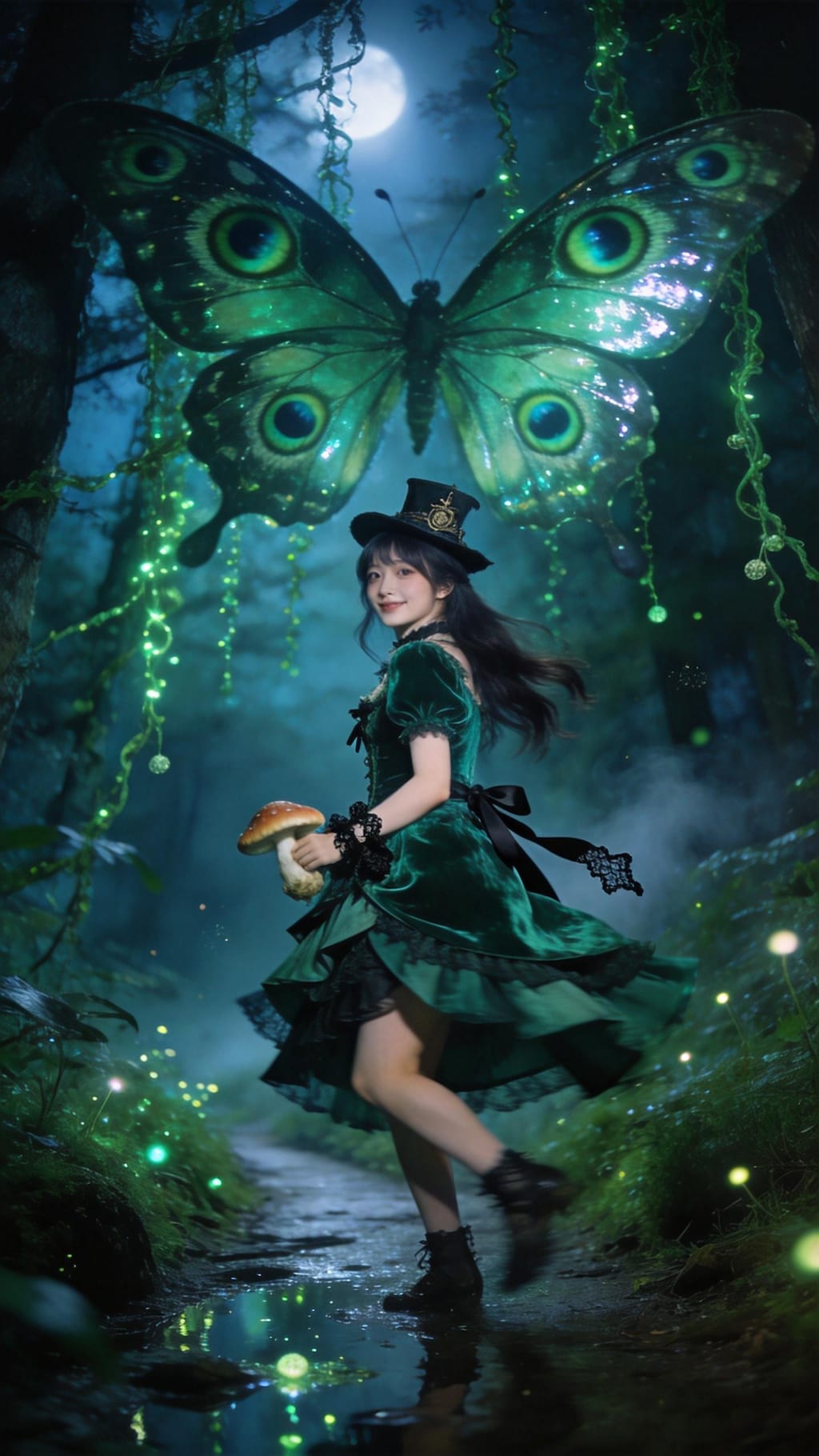 Moonlit Emerald Wings