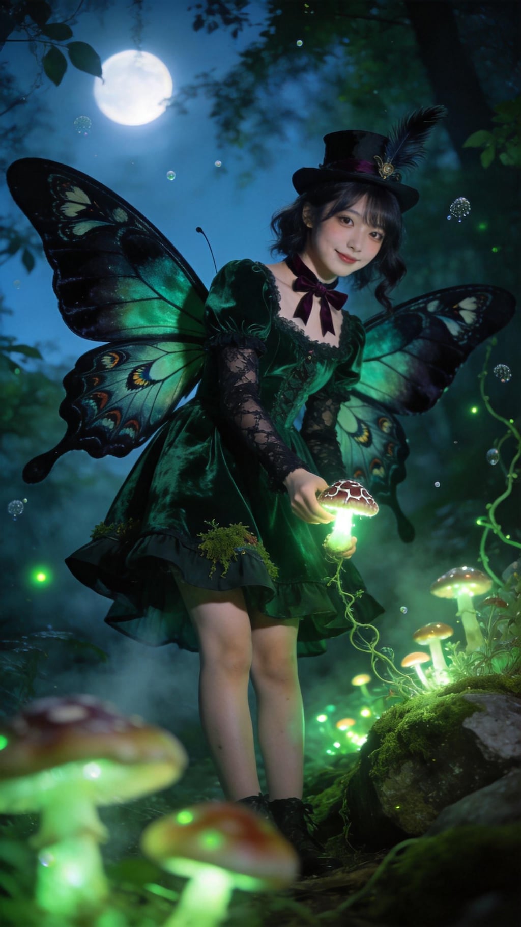 Moonlit Emerald Wings