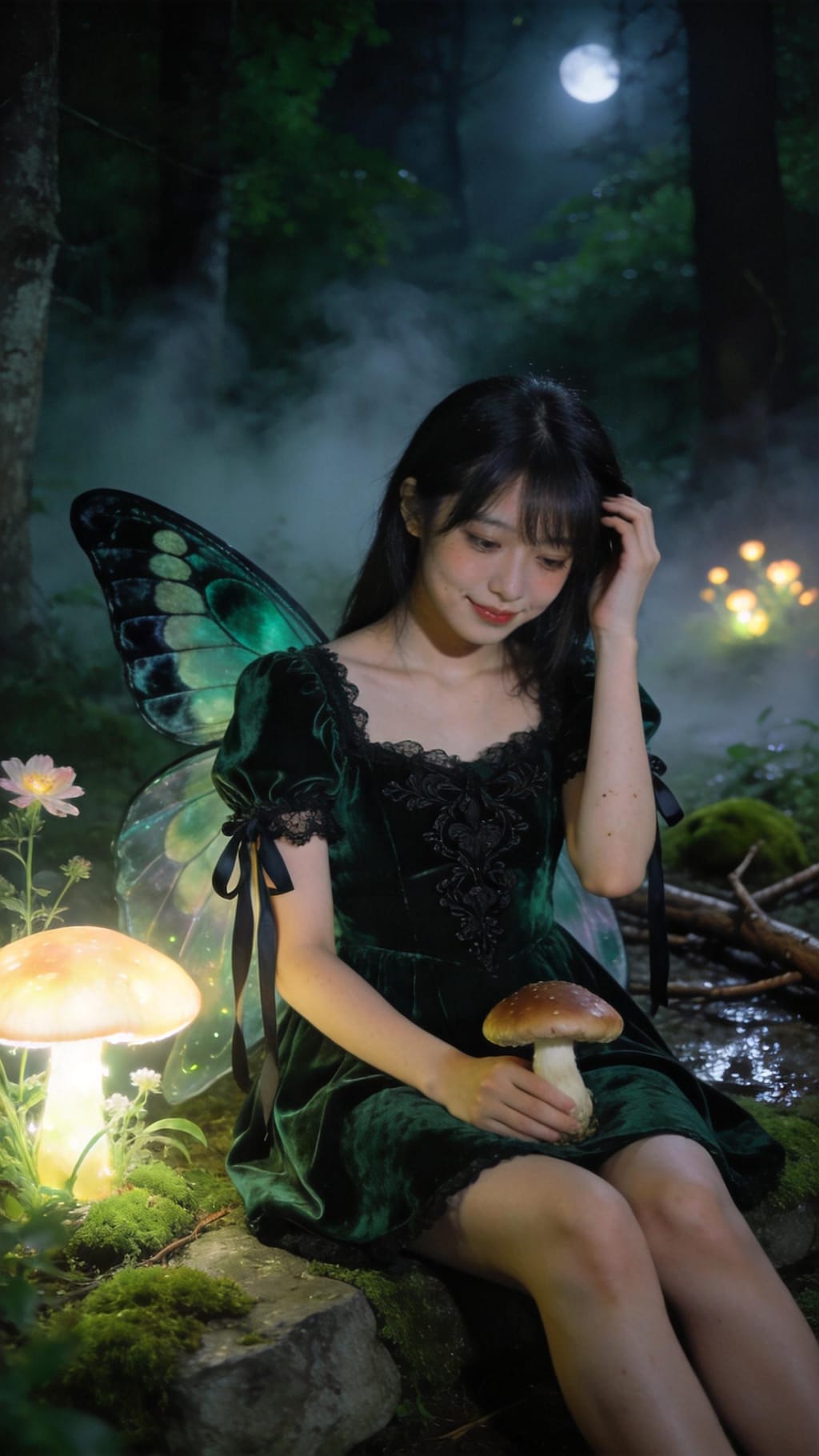 Moonlit Emerald Wings