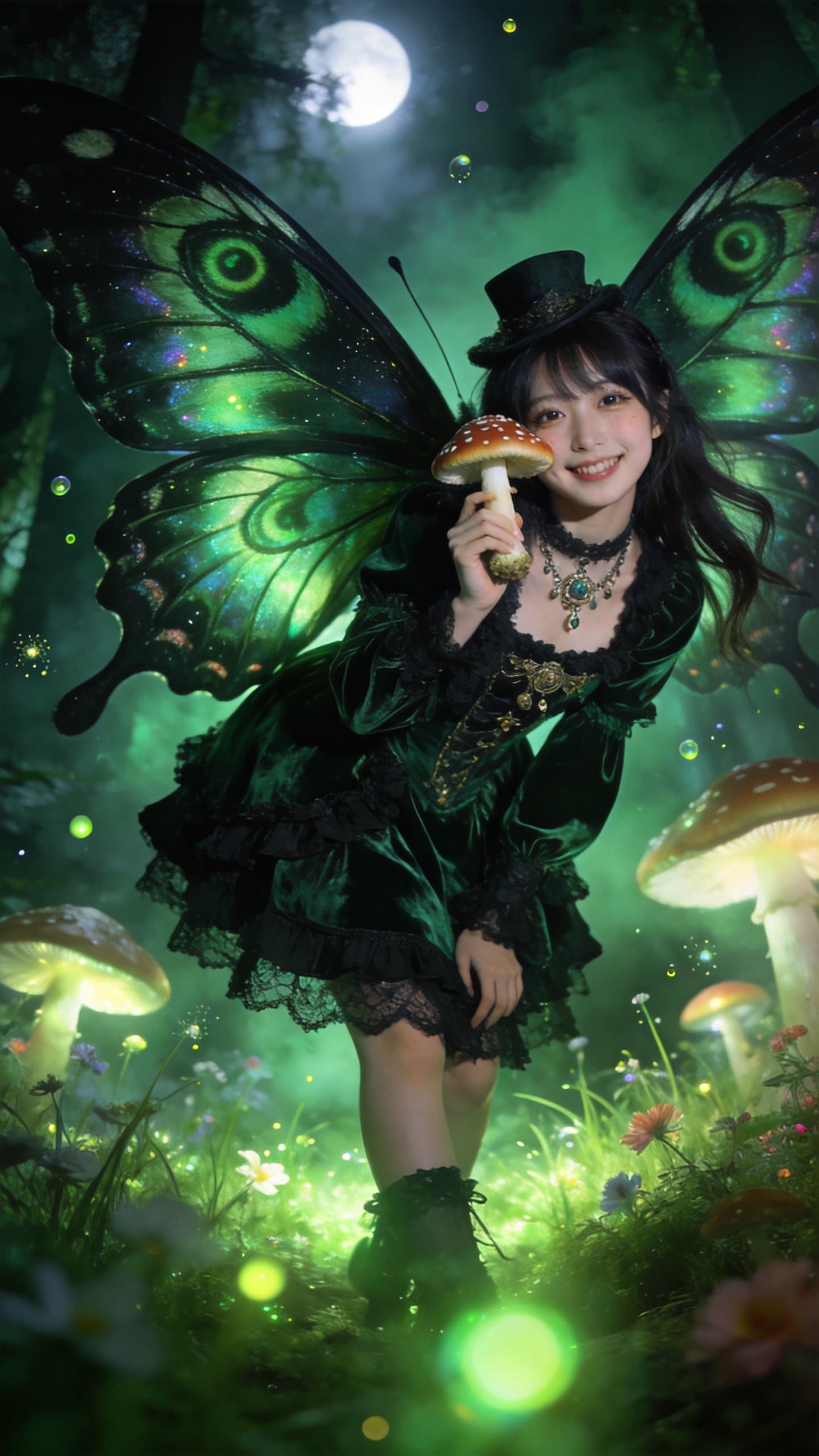 Moonlit Emerald Wings