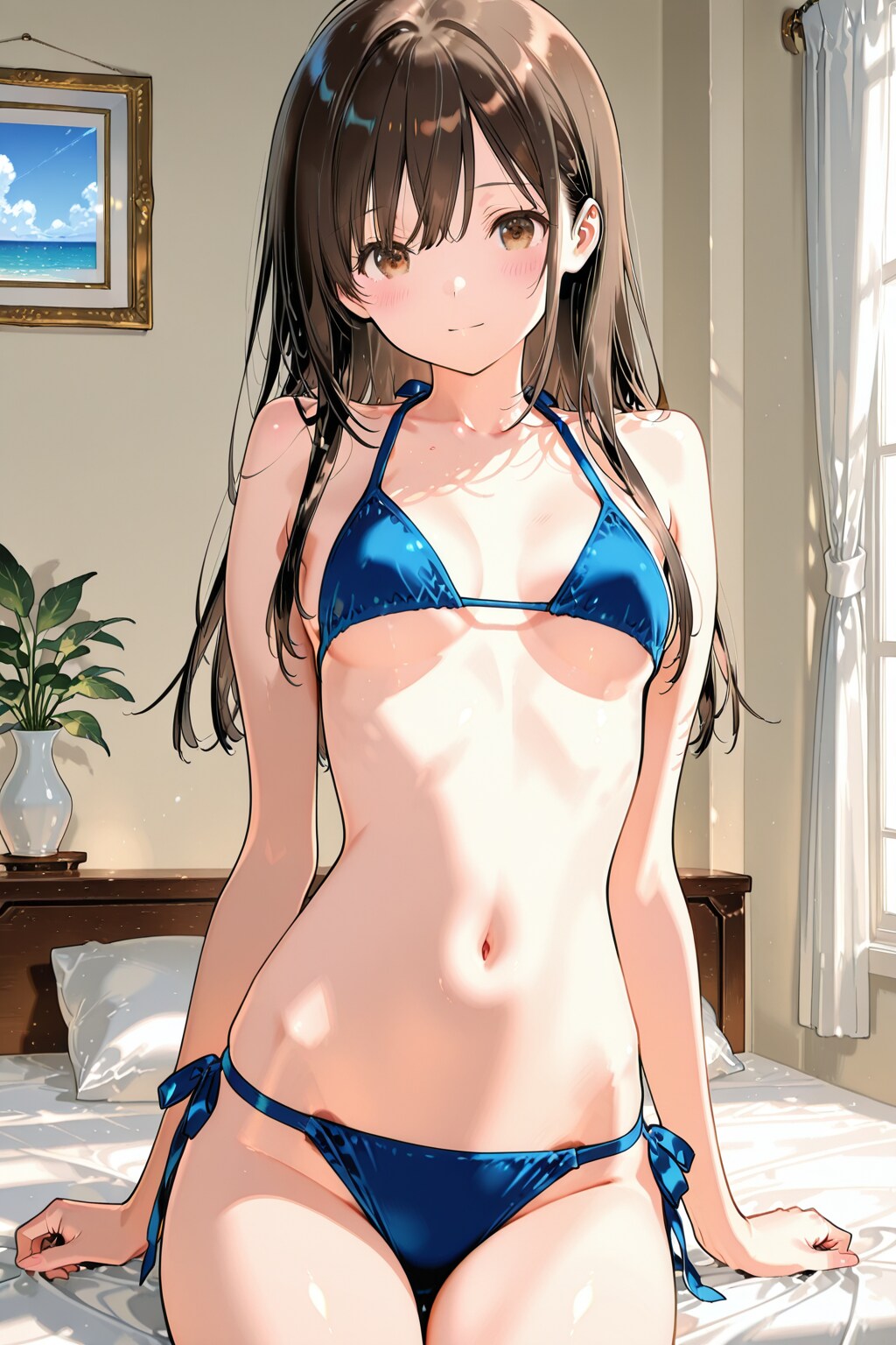 flat bikini girl.
