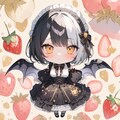 strawberry patterned gothic and lolita, strawberry background, watercolor 4枚目