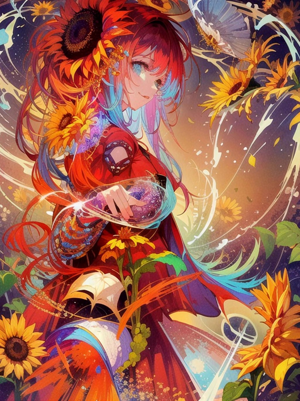 ひまわりと少女