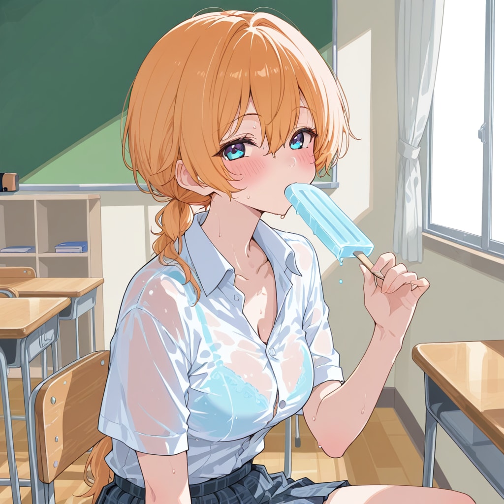 アイスを食べる学生