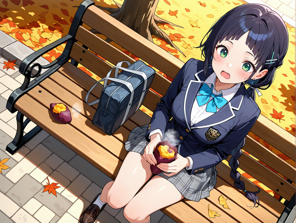 焼き芋を食べるこよみちゃん