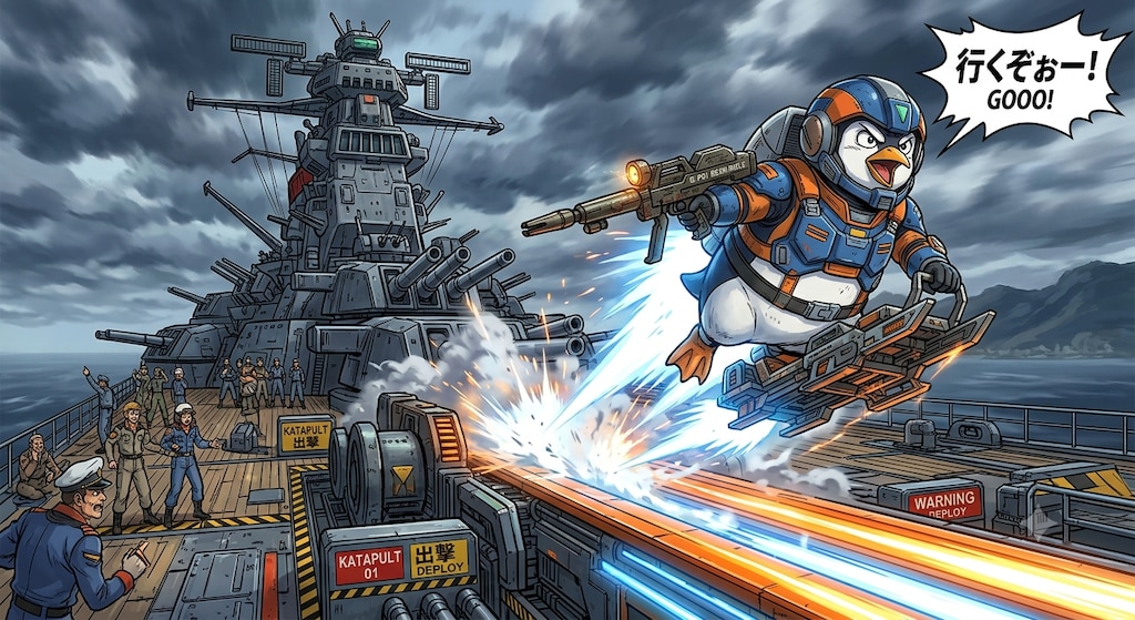 機動戦艦のカタパルトからの出撃