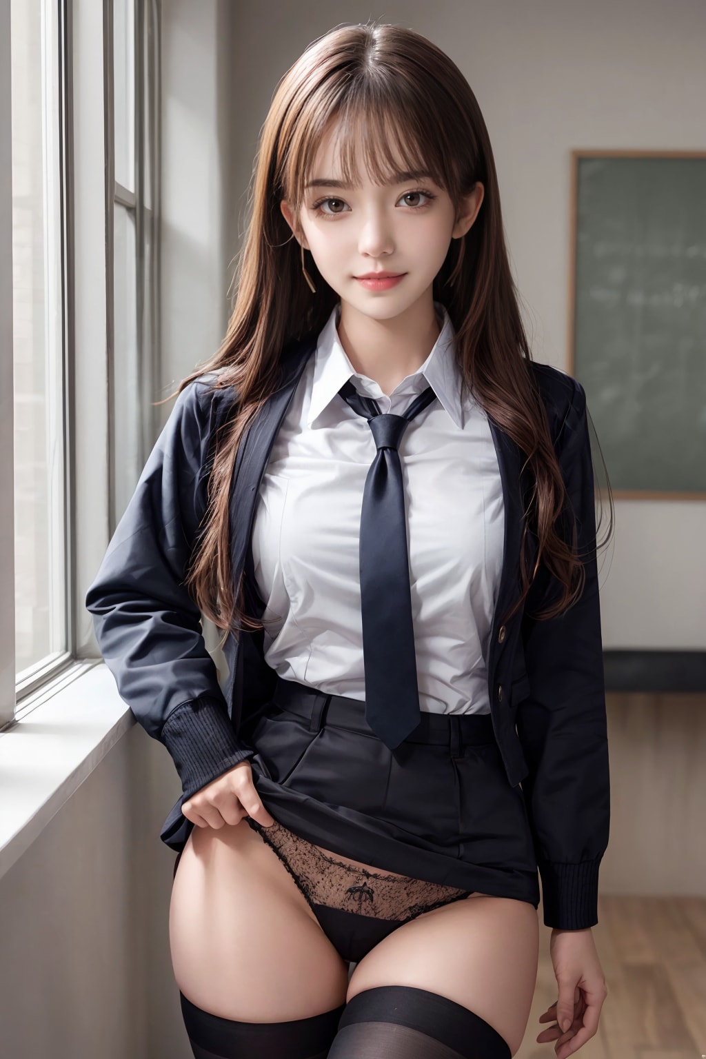 制服チラ
