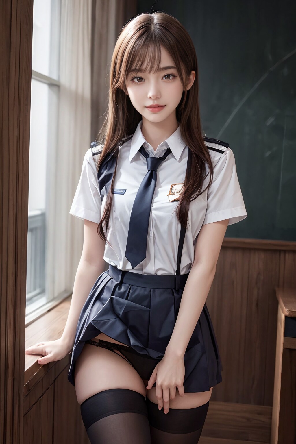制服チラ