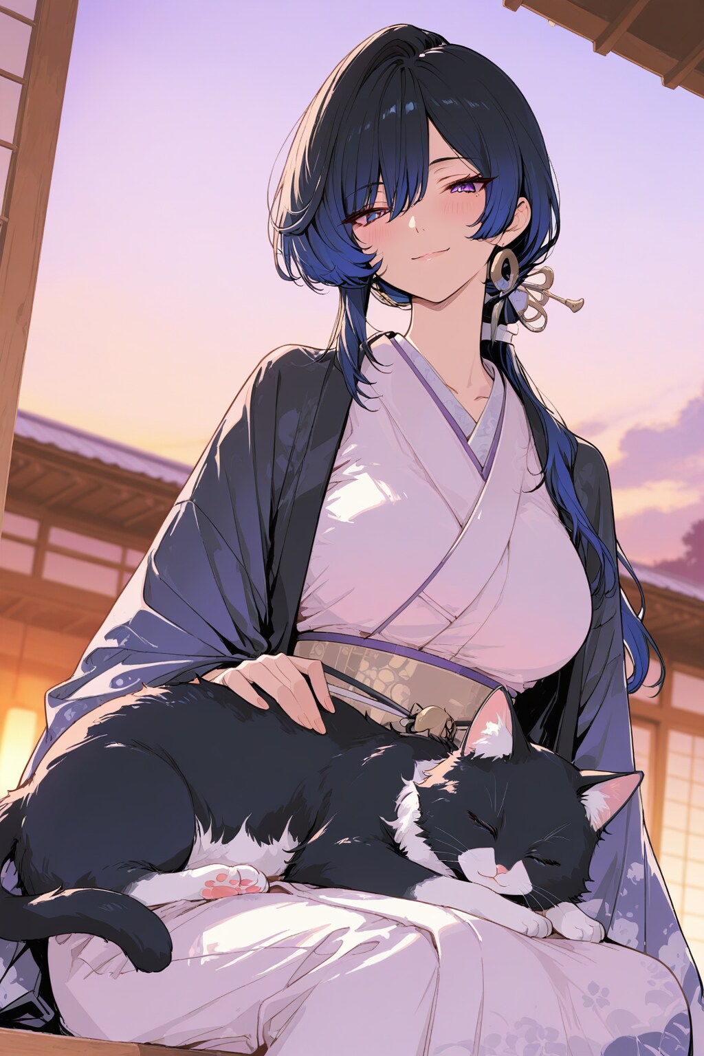 黒髪と猫