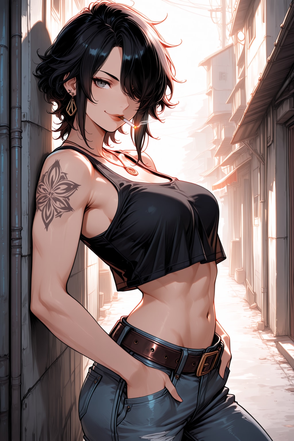 一服するアウトロー姉さん