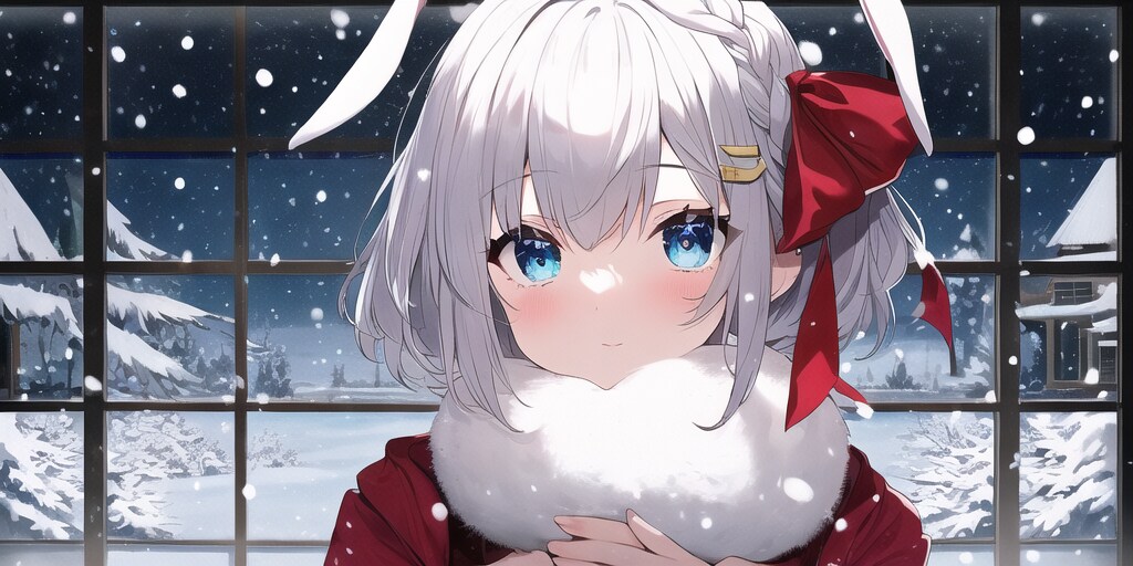 赤リボンのうさ耳少女