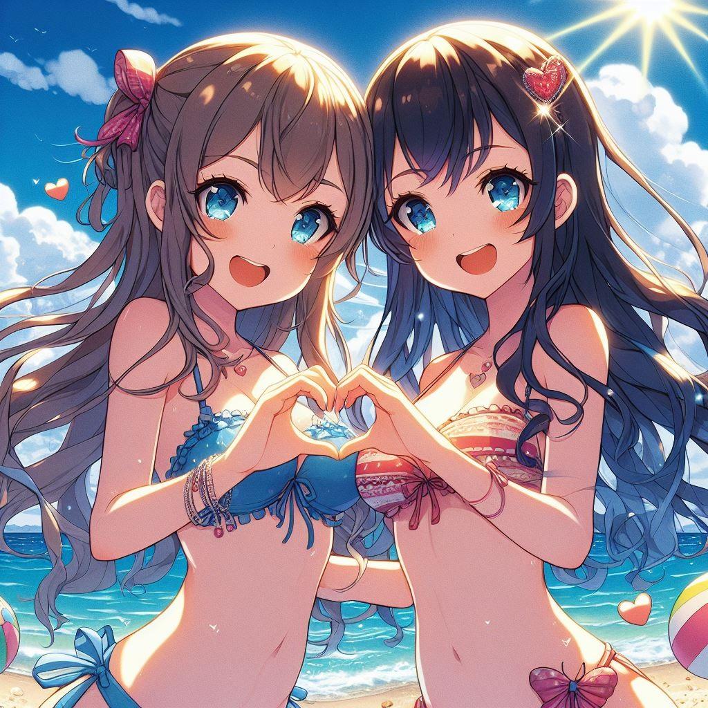 海だー♡